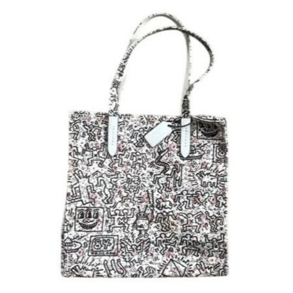 SOLD Coach X Keith Haring 2017 Collab Printed on Baby Blue Canvas Tote Bag 28651 - Picture 4 of 10